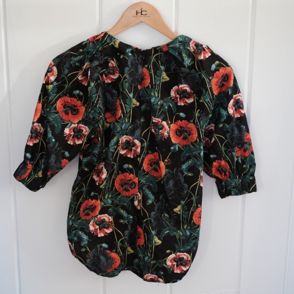 H&M Black/Floral Cotton Blouse